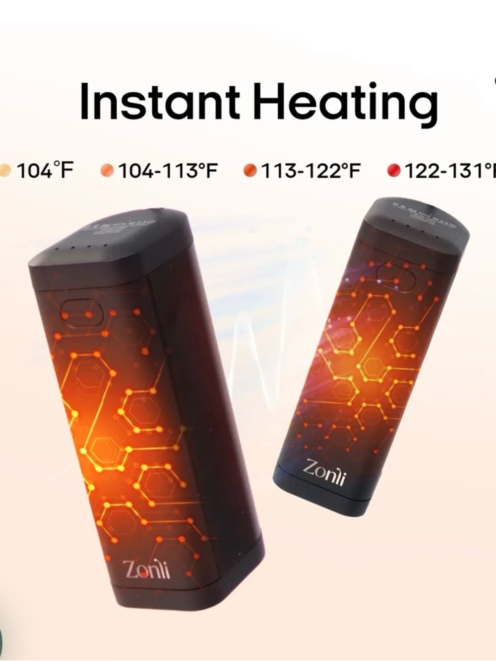 Zonli Portable Hand Warmer - Black with Orange Accent